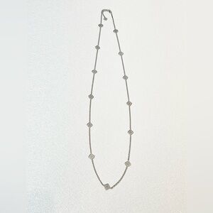 Kendra Scott RARE Silver Devalyn Long Logo Medallion Necklace